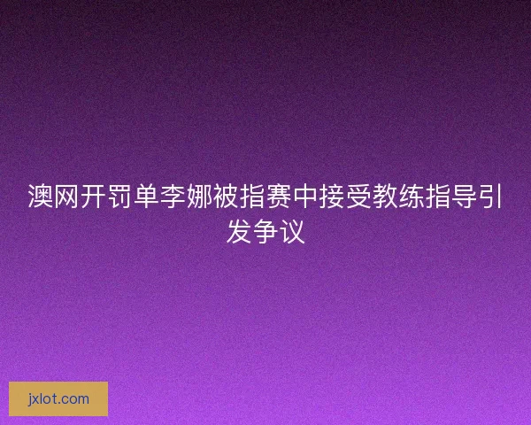 澳网开罚单李娜被指赛中接受教练指导引发争议